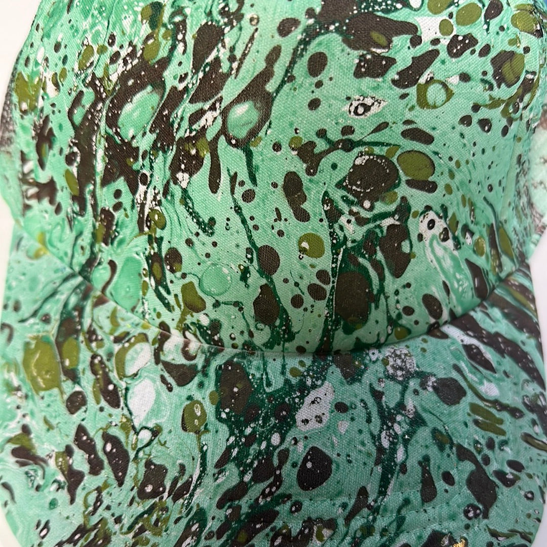 Water Marbled Truckers Hat! Teal, Olive & Brown