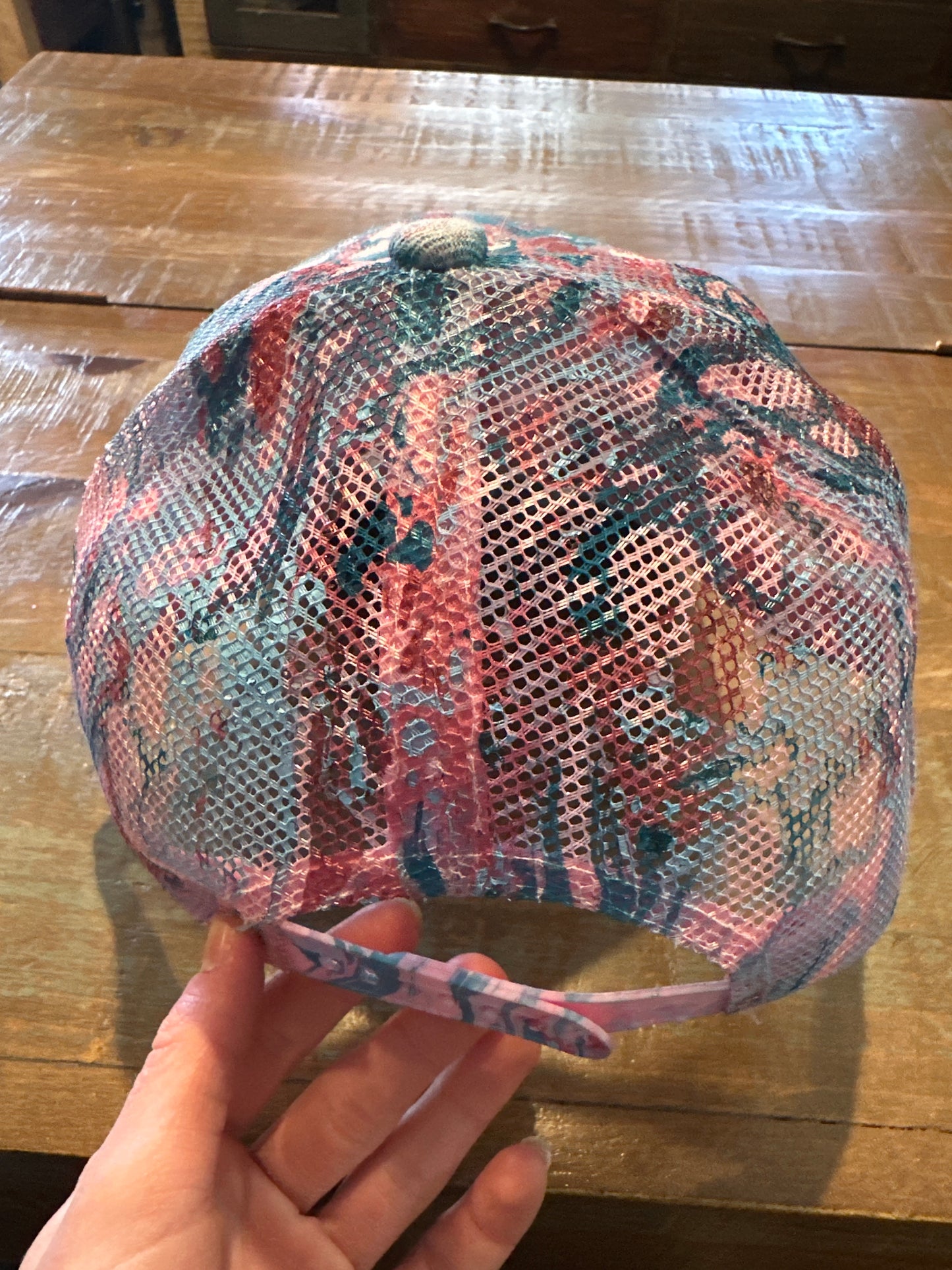 Water Marbled Baseball Hat! Pinks & Turquoise!