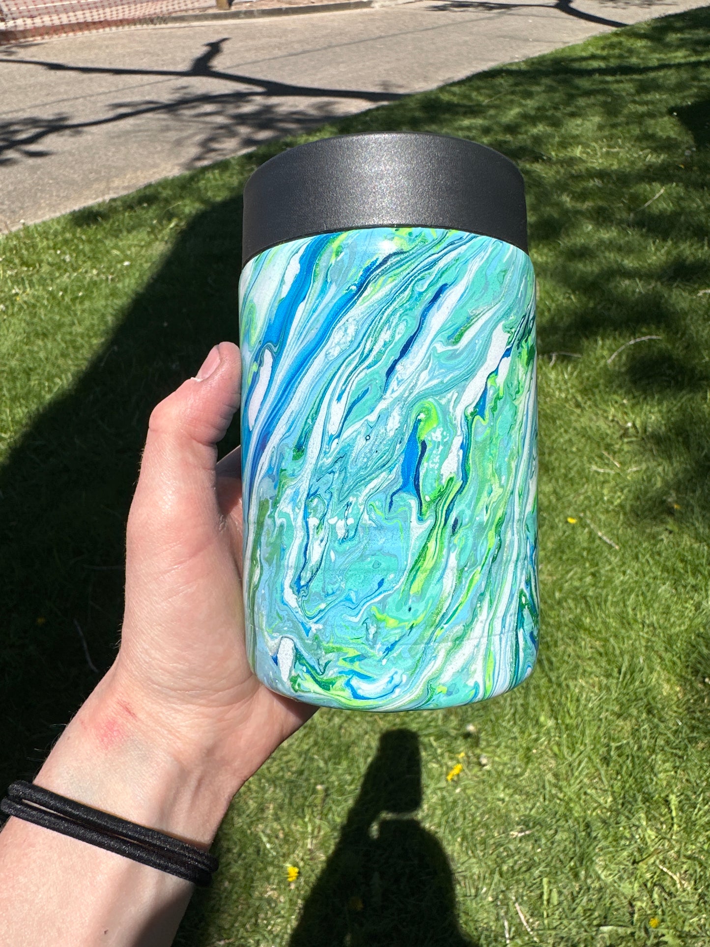 Hydro Dipped Coozie! Blues & Greens!