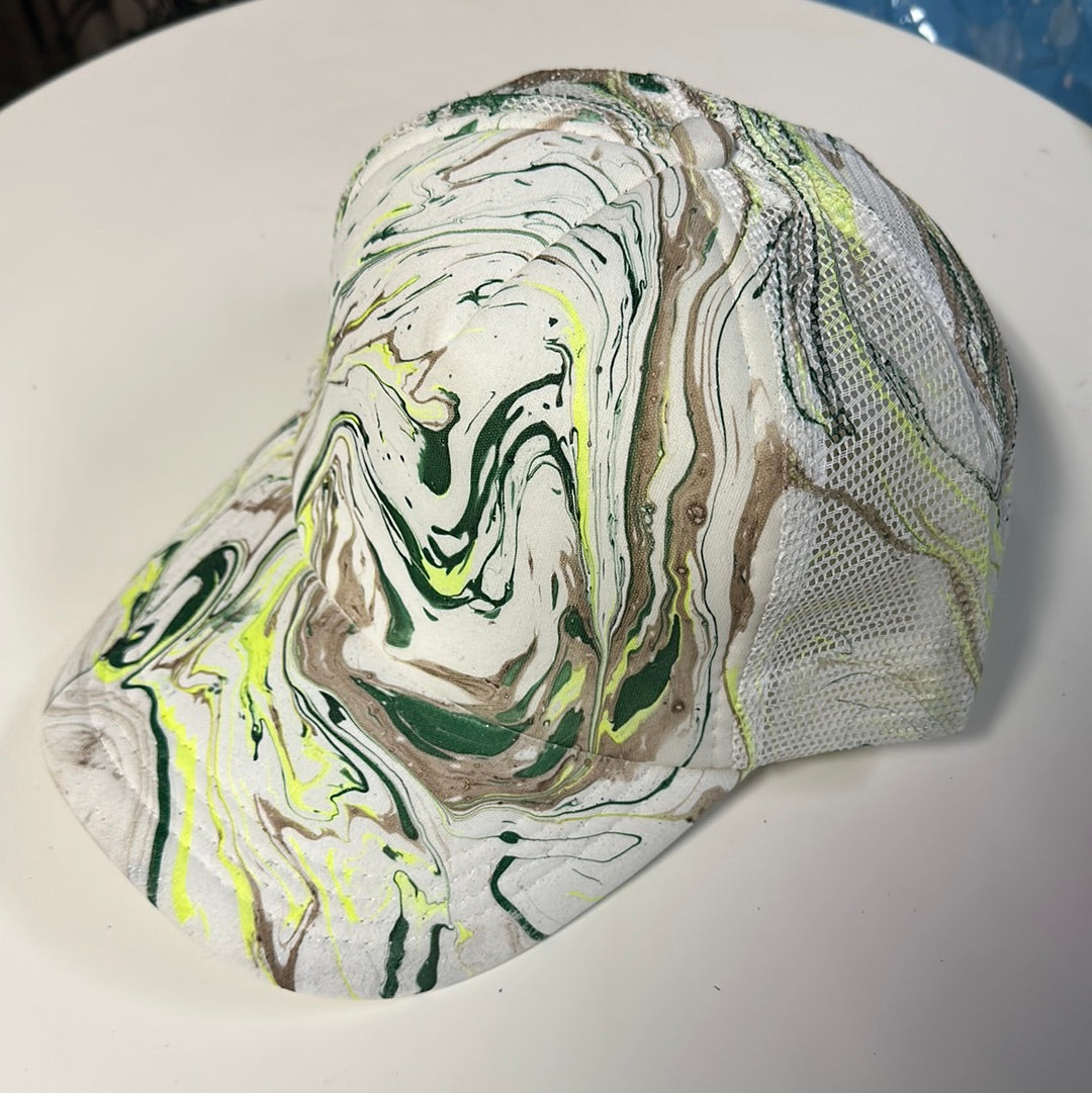 Water Marbled Truckers Hat! Brown & Greens