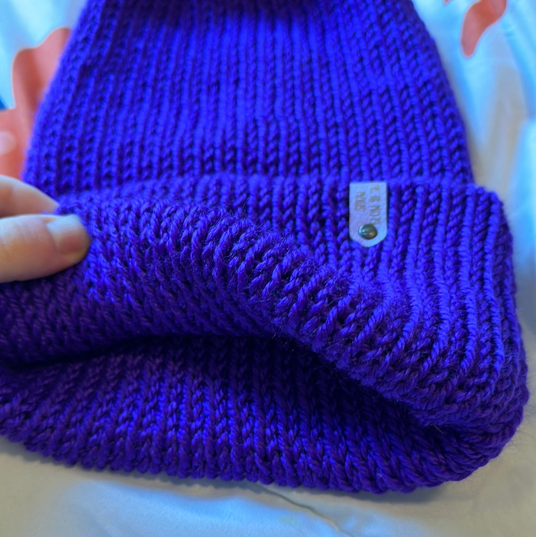 Handmade Beanie! Metallic Electric Purple!