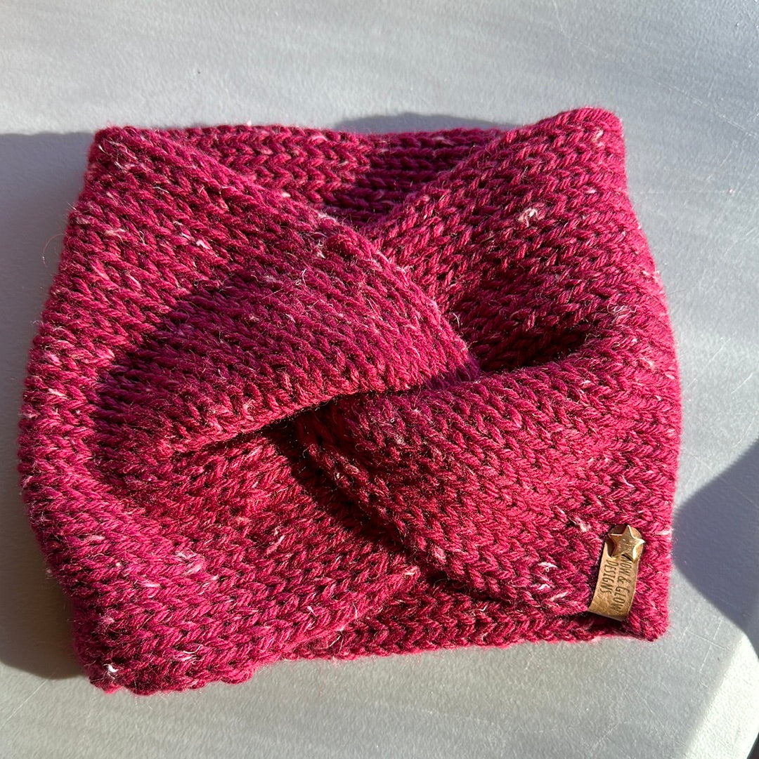 Handmade Headwarmer! Distressed Magenta!