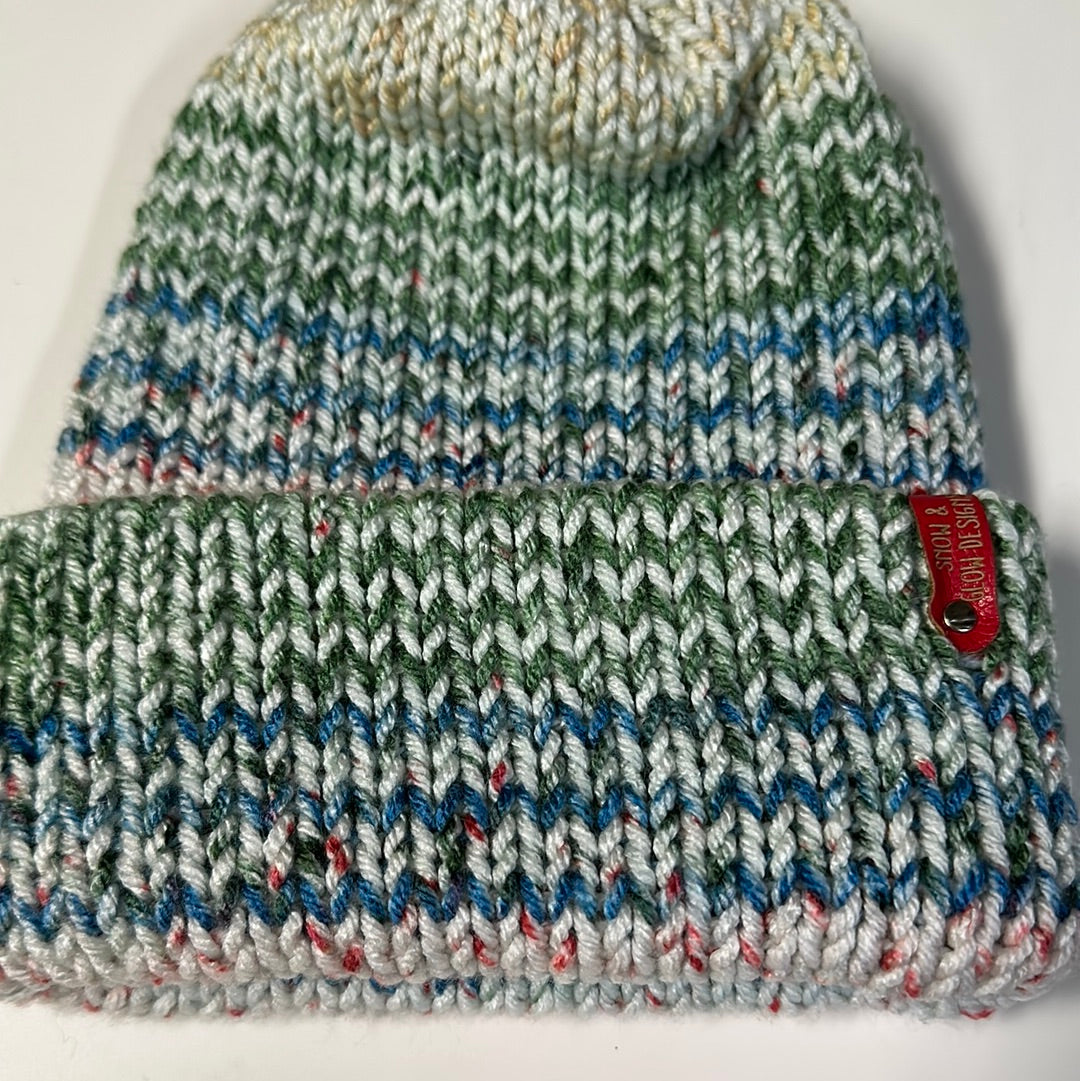 Handmade Beanie! Blue & Green Pattern!