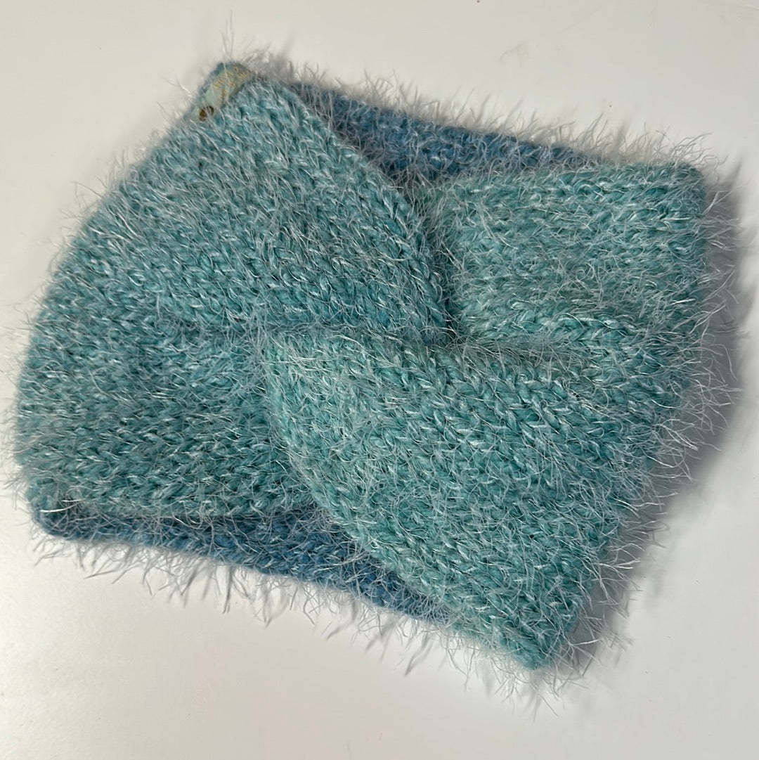 Handmade Headwarmer! Fuzzy Blues!