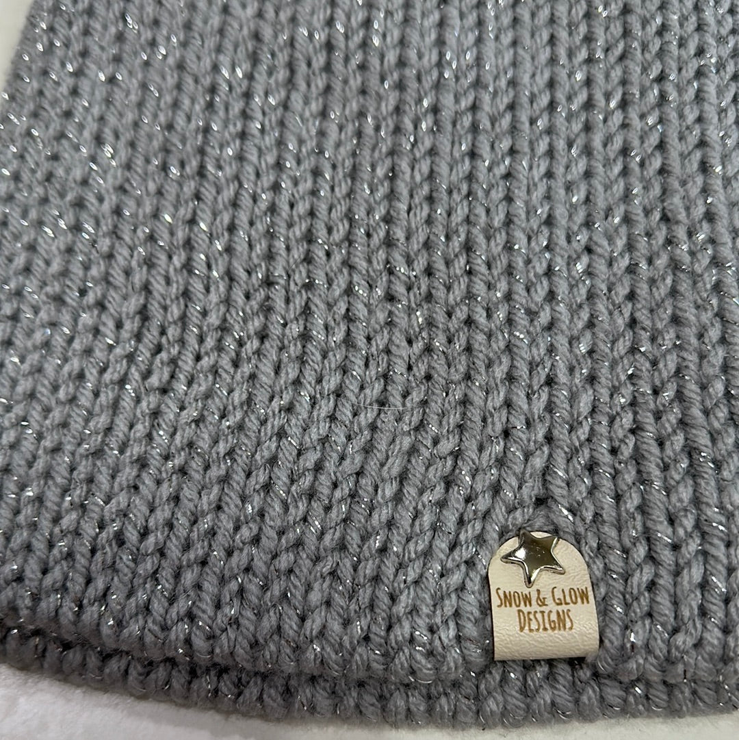 Handmade Beanie! Metallic Silver!