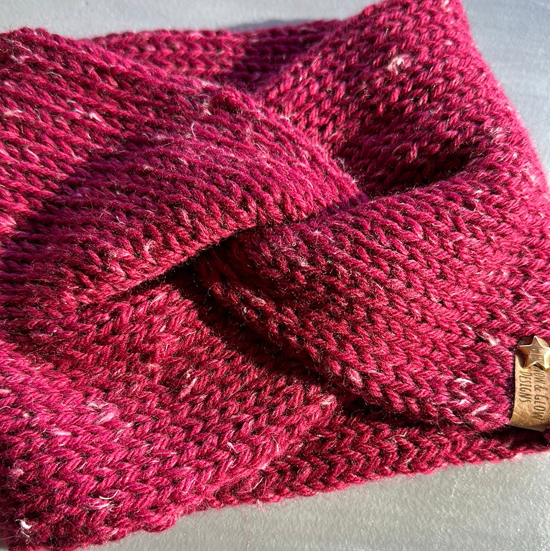 Handmade Headwarmer! Distressed Magenta!