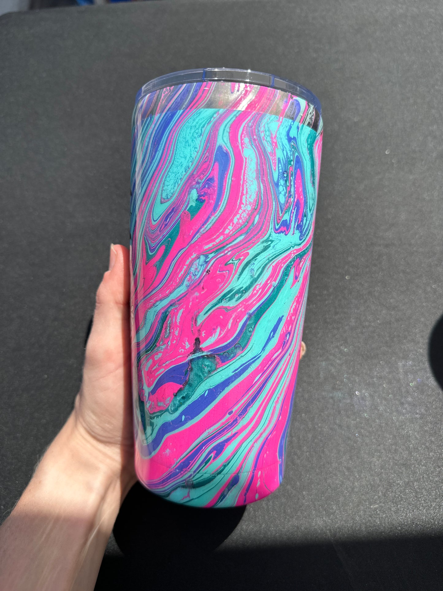 Hydro Dipped Tumbler! Ghost Cowgirl- Pink & Teal!
