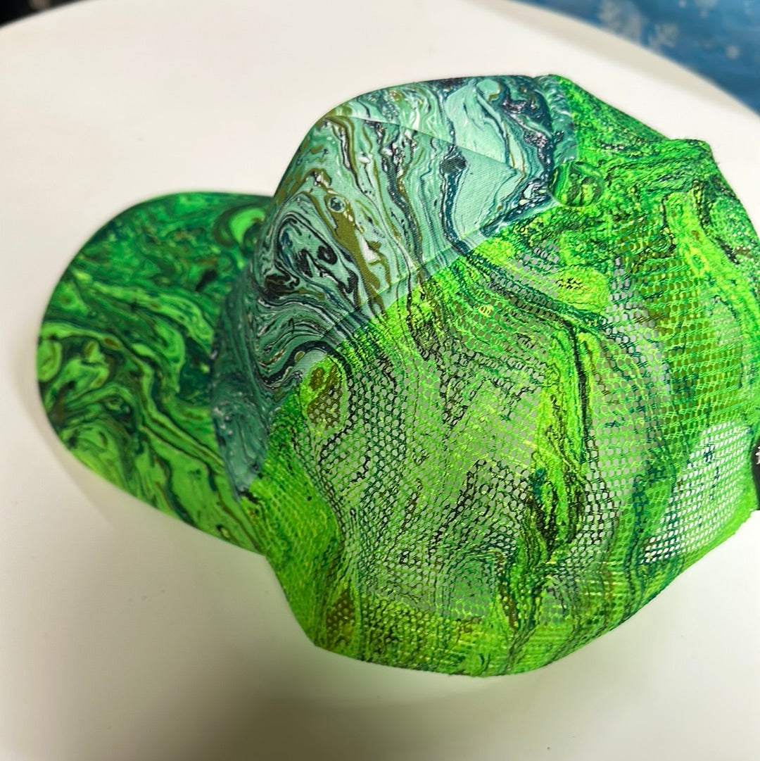 Water Marbled Truckers Hat! Greens, Blues & Teal