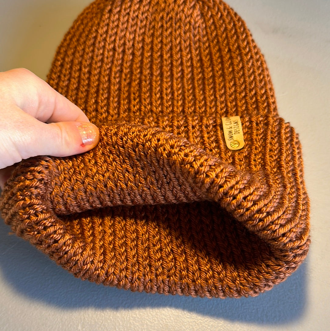 Handmade Beanie! Metallic Medium Brown!