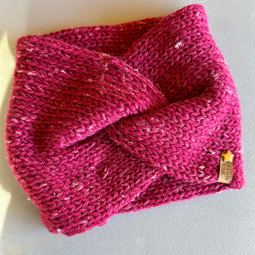 Handmade Headwarmer! Distressed Magenta!