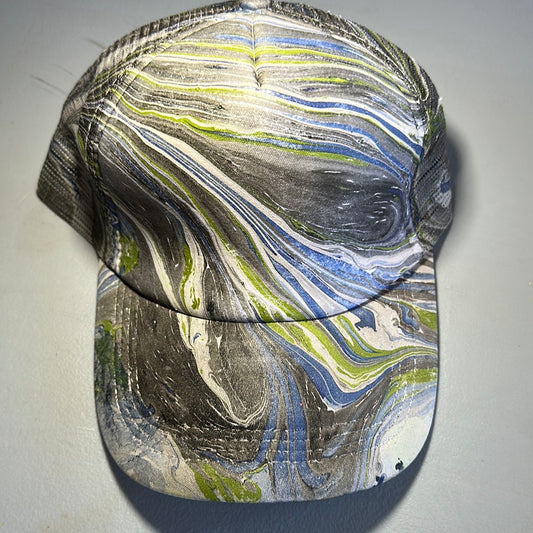 Water Marbled Truckers Hat! Black, Gray, Olive & Navy