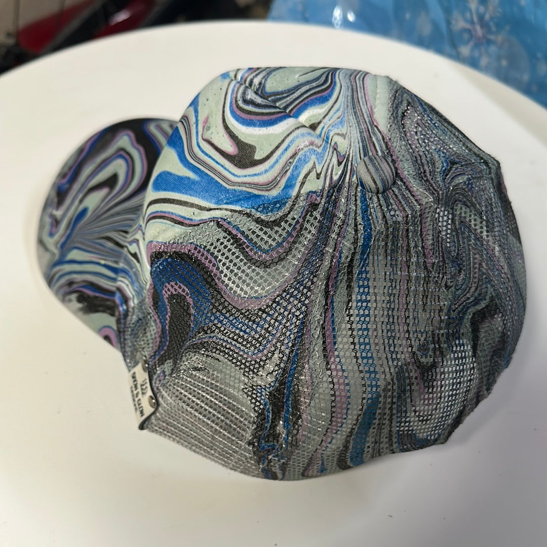 Water Marbled Truckers Hat! Cool Tones!