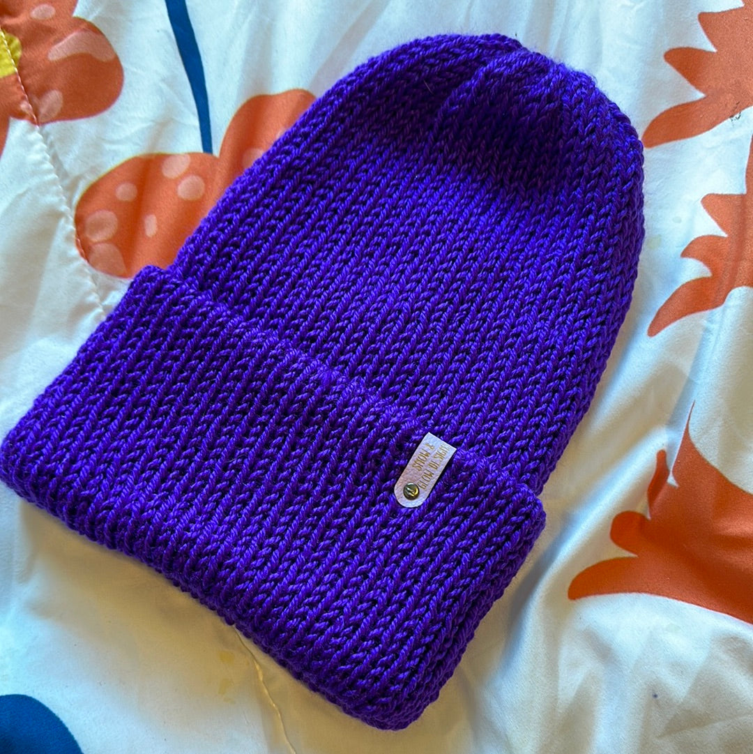 Handmade Beanie! Metallic Electric Purple!