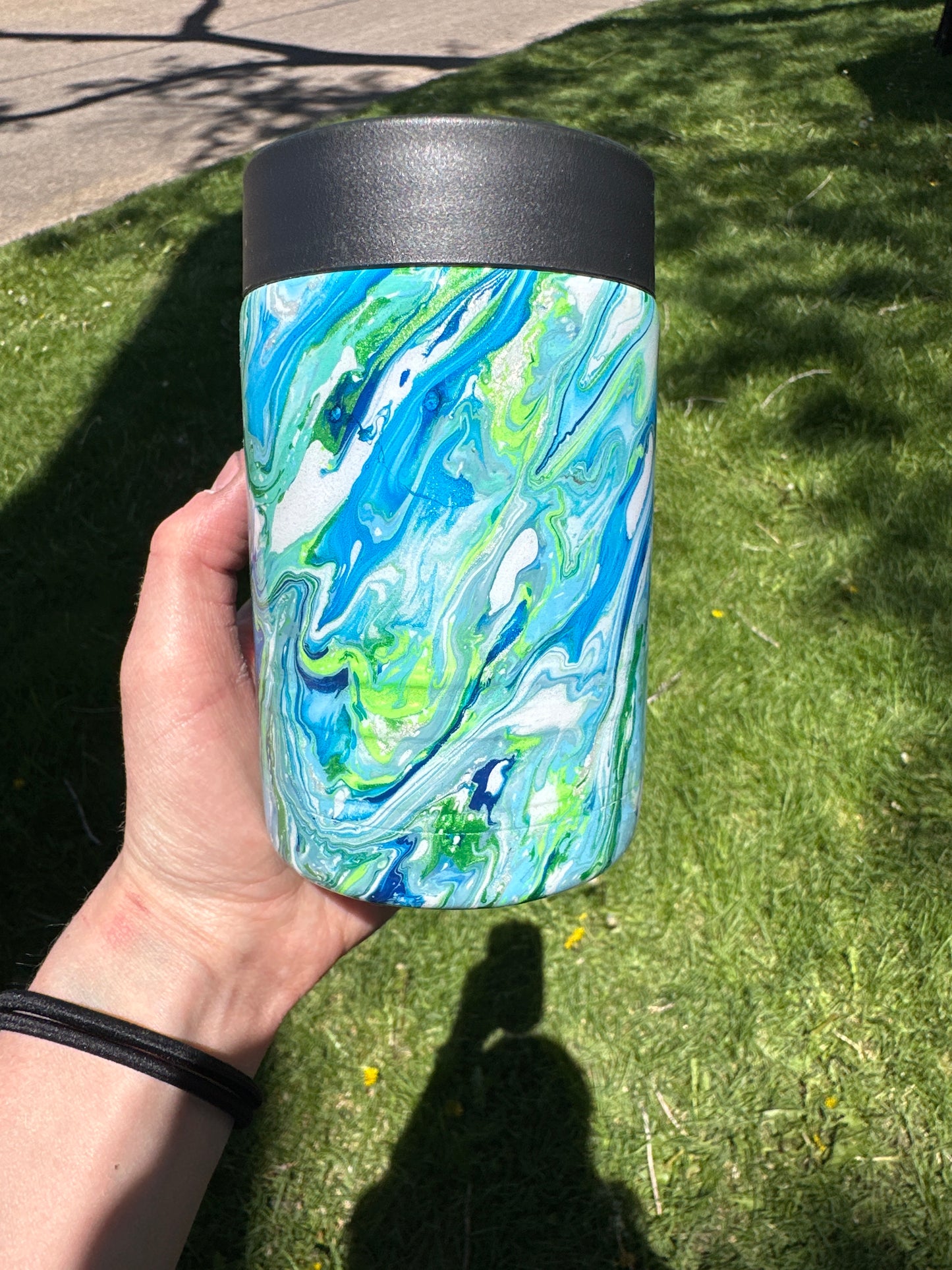 Hydro Dipped Coozie! Blues & Greens!