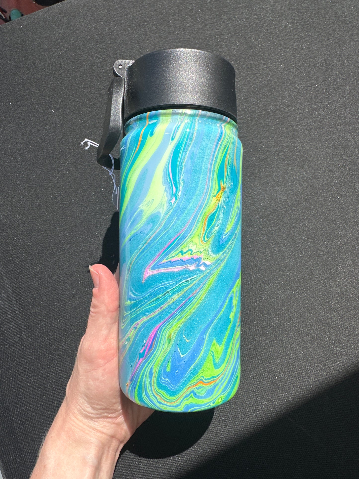 Hydro Dipped Kids 16oz Water Bottle! Blue & Neon Colors