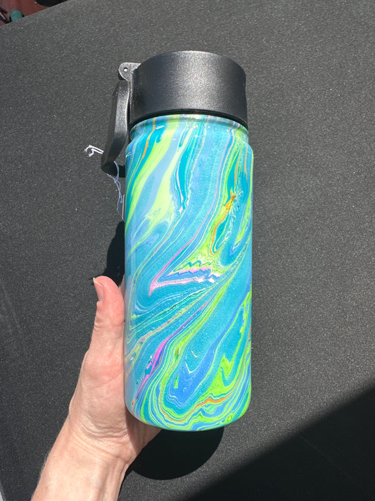 Hydro Dipped Kids 16oz Water Bottle! Blue & Neon Colors