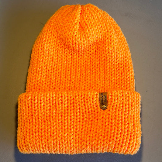 Handmade Beanie! Light Neon Orange!