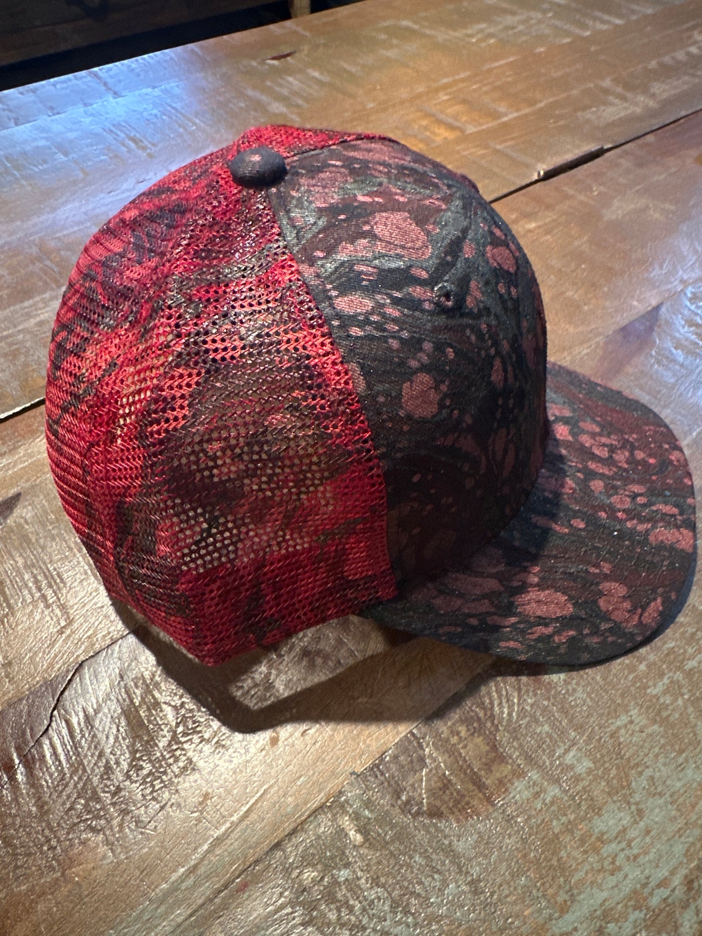 Water Marbled Truckers Hat! Red, Black & Charcoal!