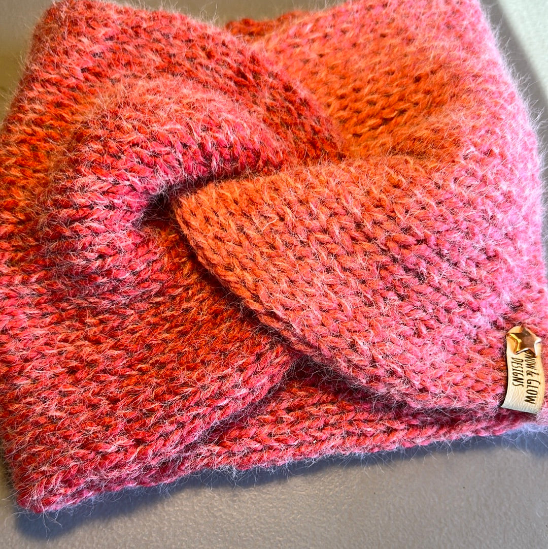 Handmade Headwarmer! Fuzzy Pinks!