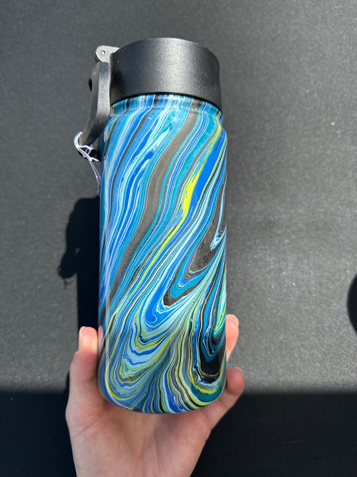 Hydro Dipped Kids 16oz Water Bottle! Blues, Neon Green & Black