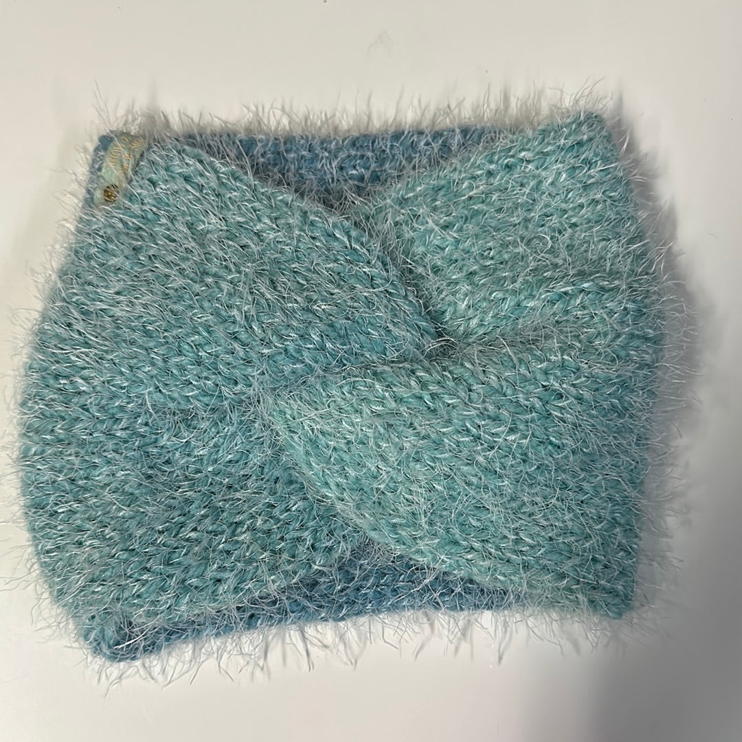 Handmade Headwarmer! Fuzzy Blues!