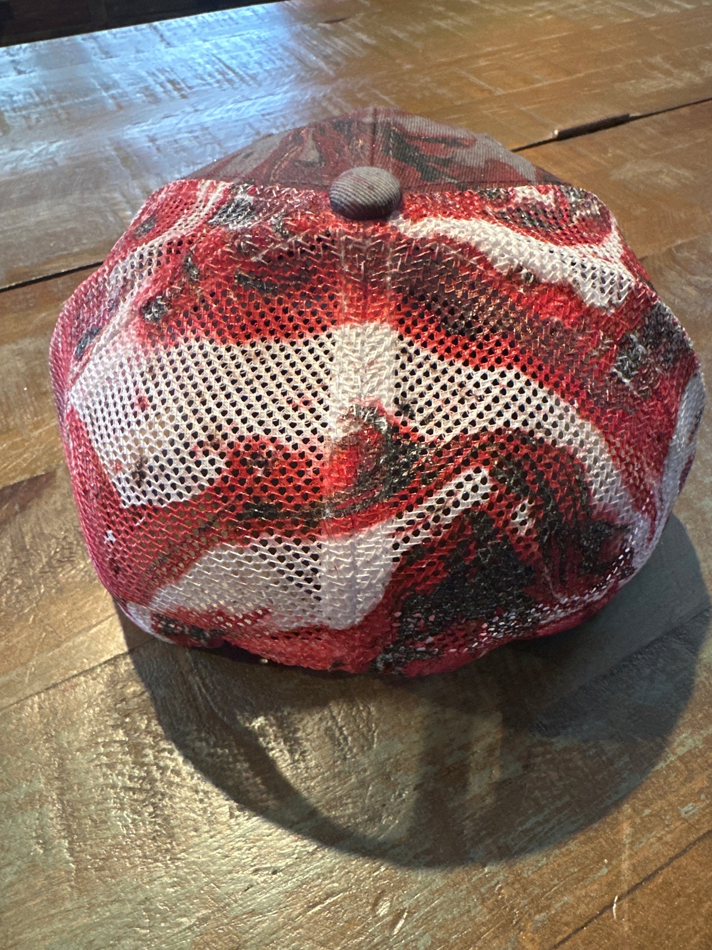 Water Marbled Truckers Hat! Red, Black & Gray