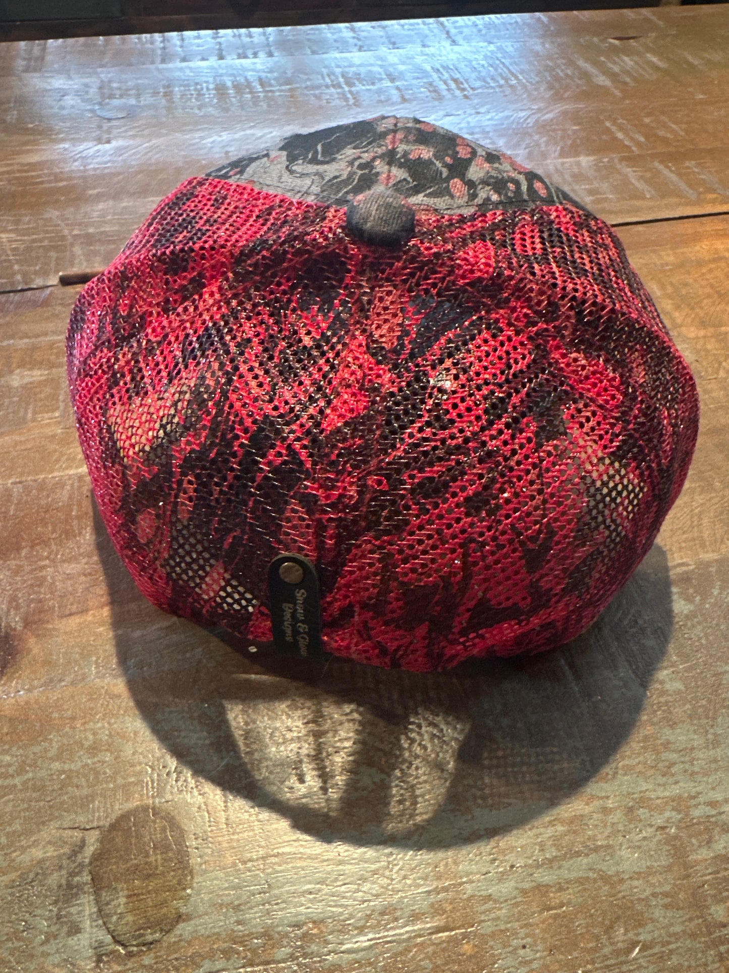 Water Marbled Truckers Hat! Metallic Red, Black & Charcoal!
