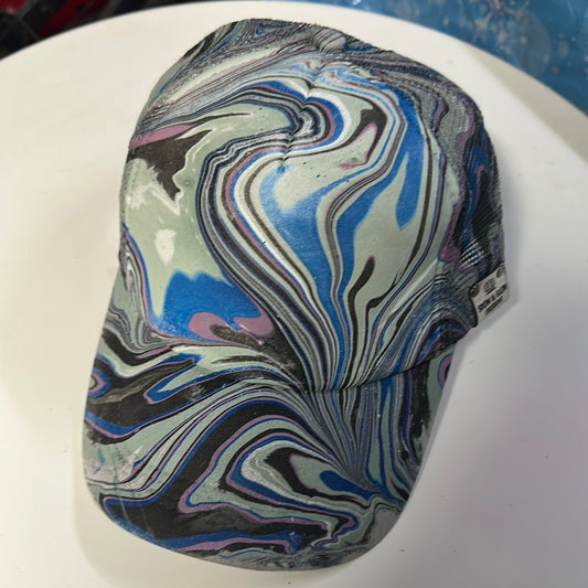 Water Marbled Truckers Hat! Cool Tones!