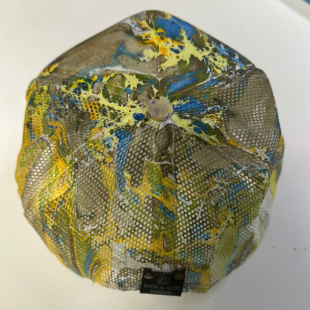 Water Marbled Truckers Hat! Brown, Yellow, Green & Blue