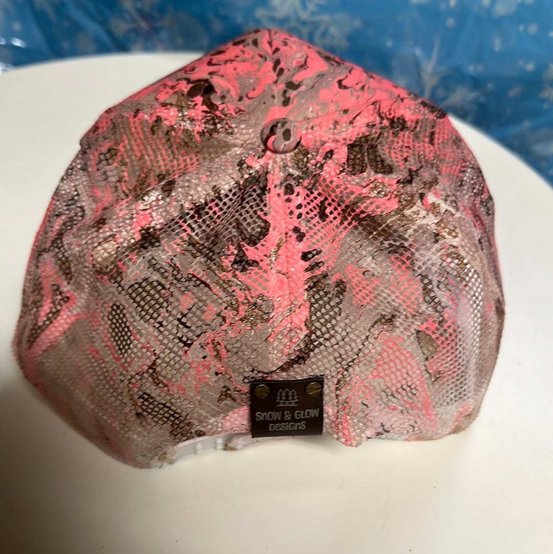 Water Marbled Truckers Hat! Pink, Tan & Brown