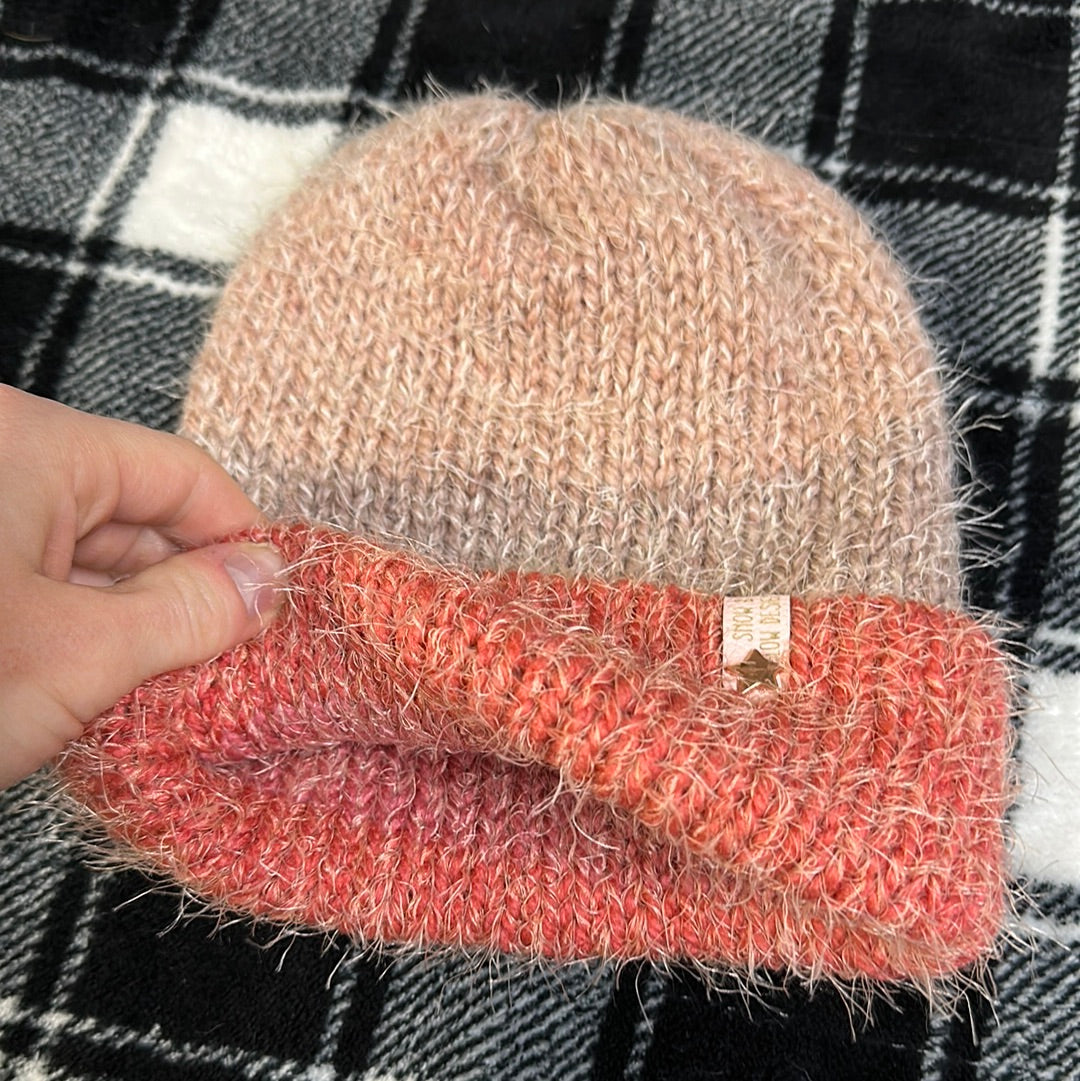 KIDS - Handmade Beanie! Fuzzy Pinks!