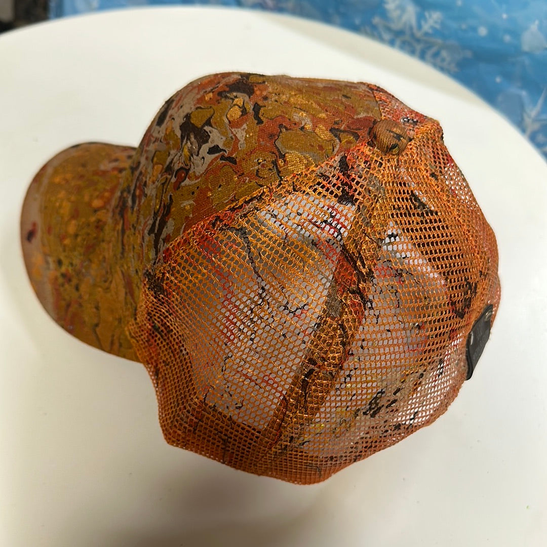 Water Marbled Baseball Hat! Browns and Gold