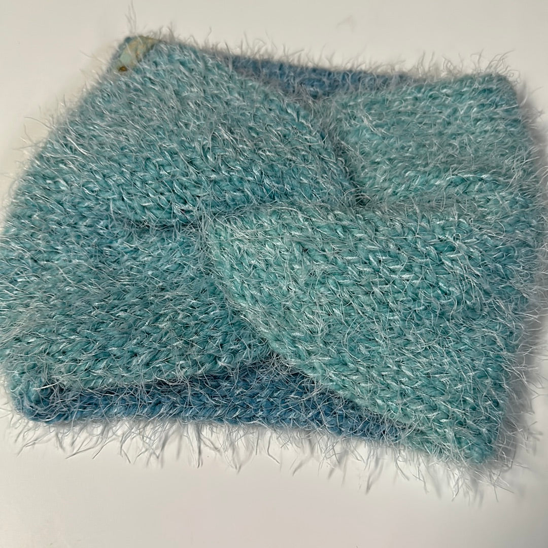 Handmade Headwarmer! Fuzzy Blues!