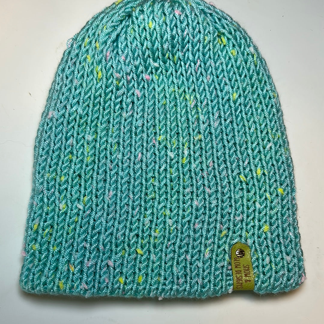 TODDLER - Handmade Beanie! Aqua with pastel speckles!
