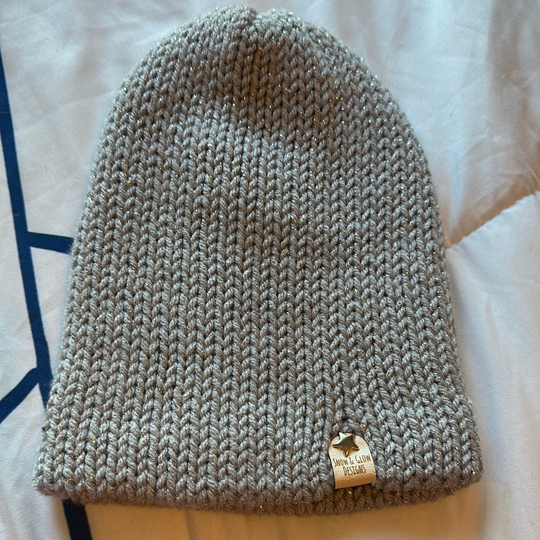 Handmade Beanie! Metallic Silver!