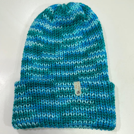 Handmade Beanie! Metallic Teal Pattern