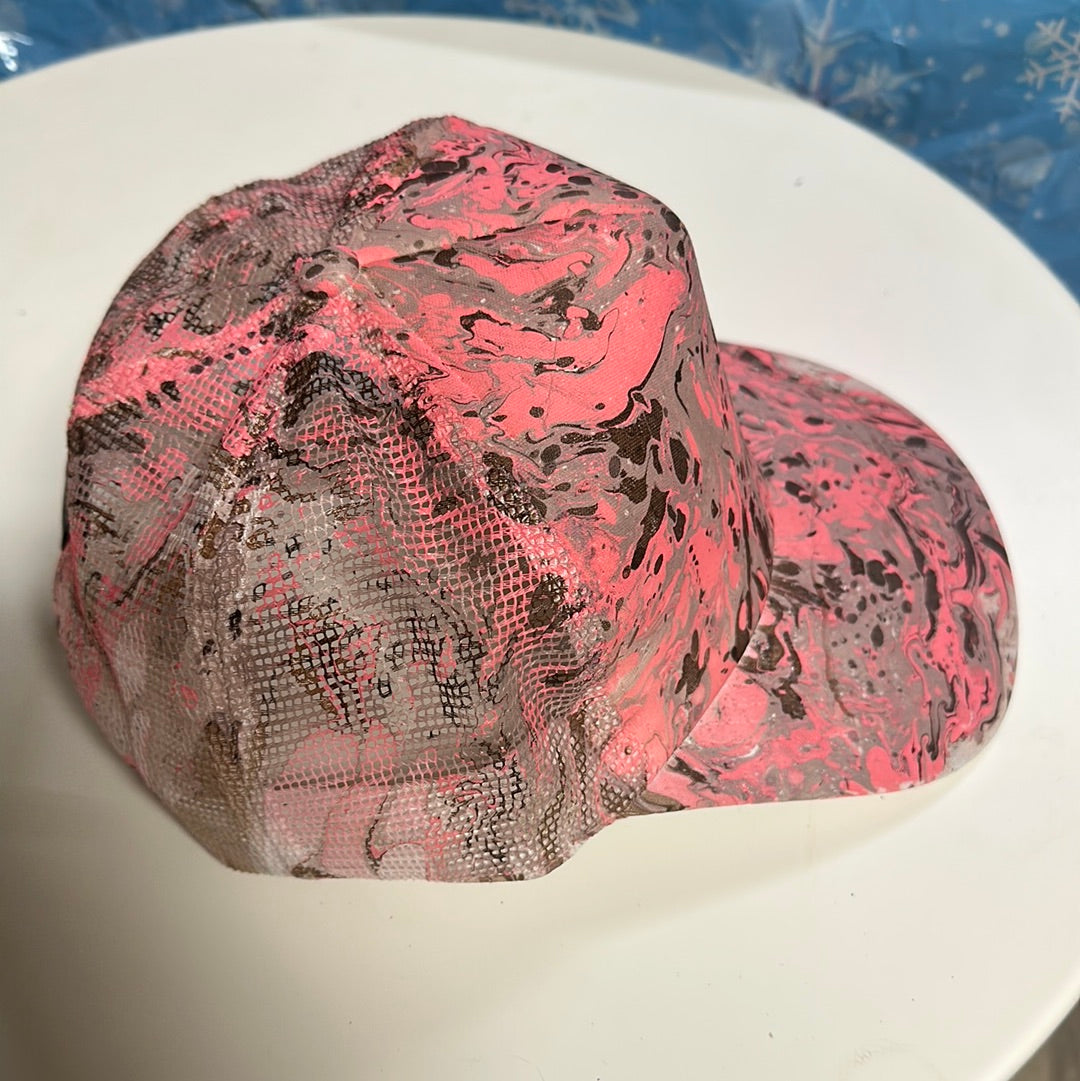 Water Marbled Truckers Hat! Pink, Tan & Brown