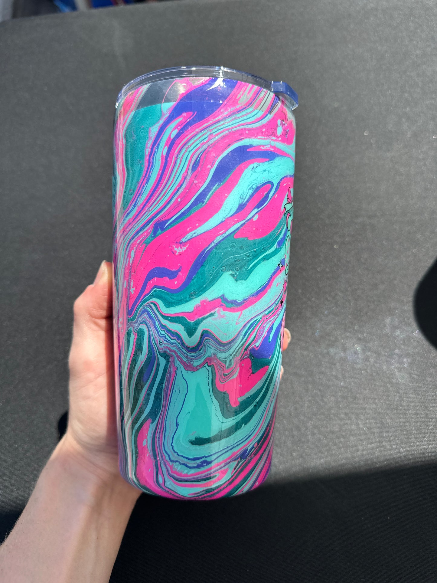Hydro Dipped Tumbler! Ghost Cowgirl- Pink & Teal!