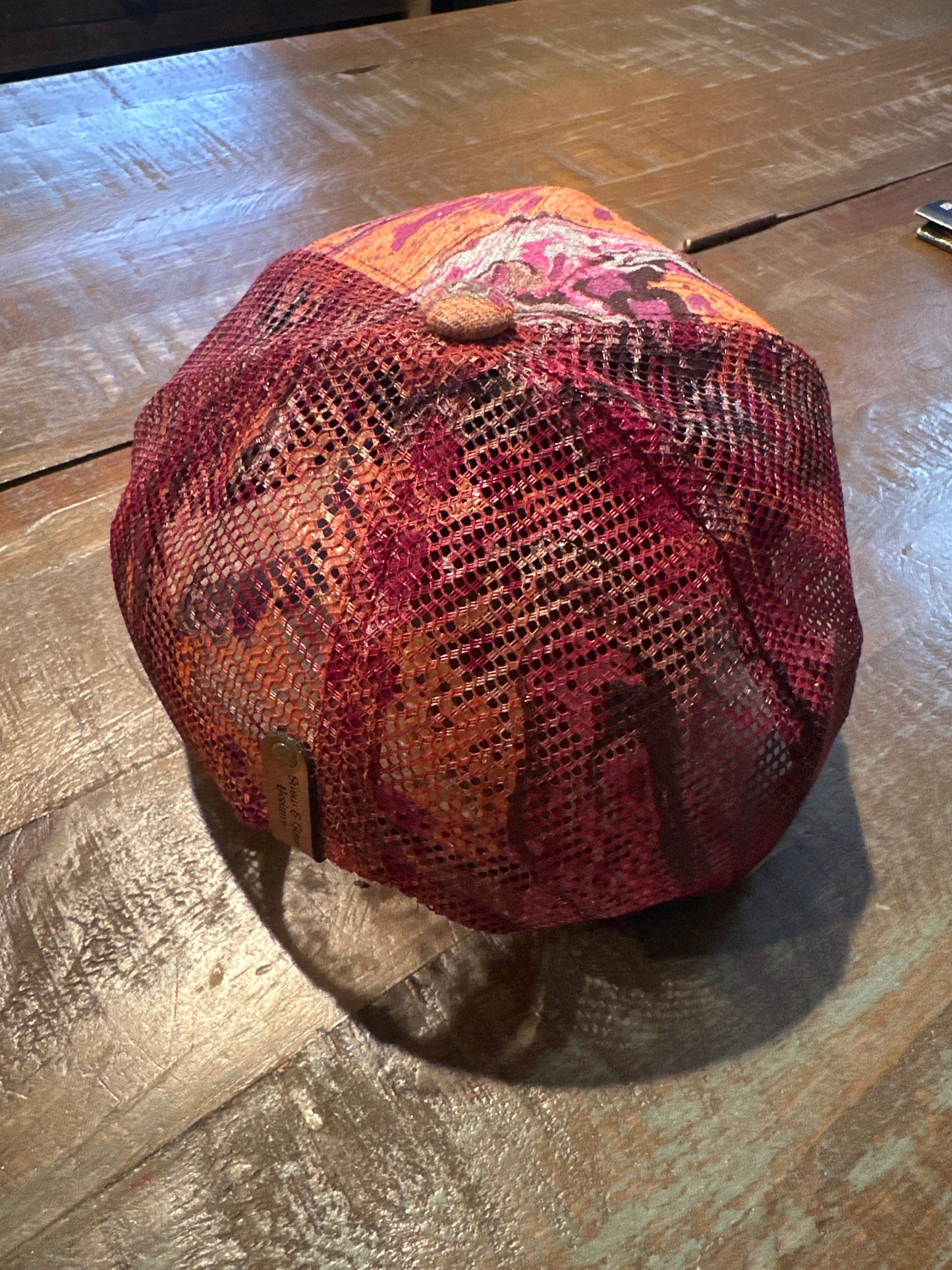 Water Marbled Baseball Hat! Magenta, Neon Orange, Gold & Maroon!