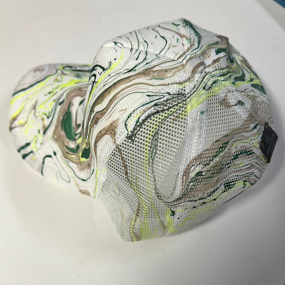 Water Marbled Truckers Hat! Brown & Greens