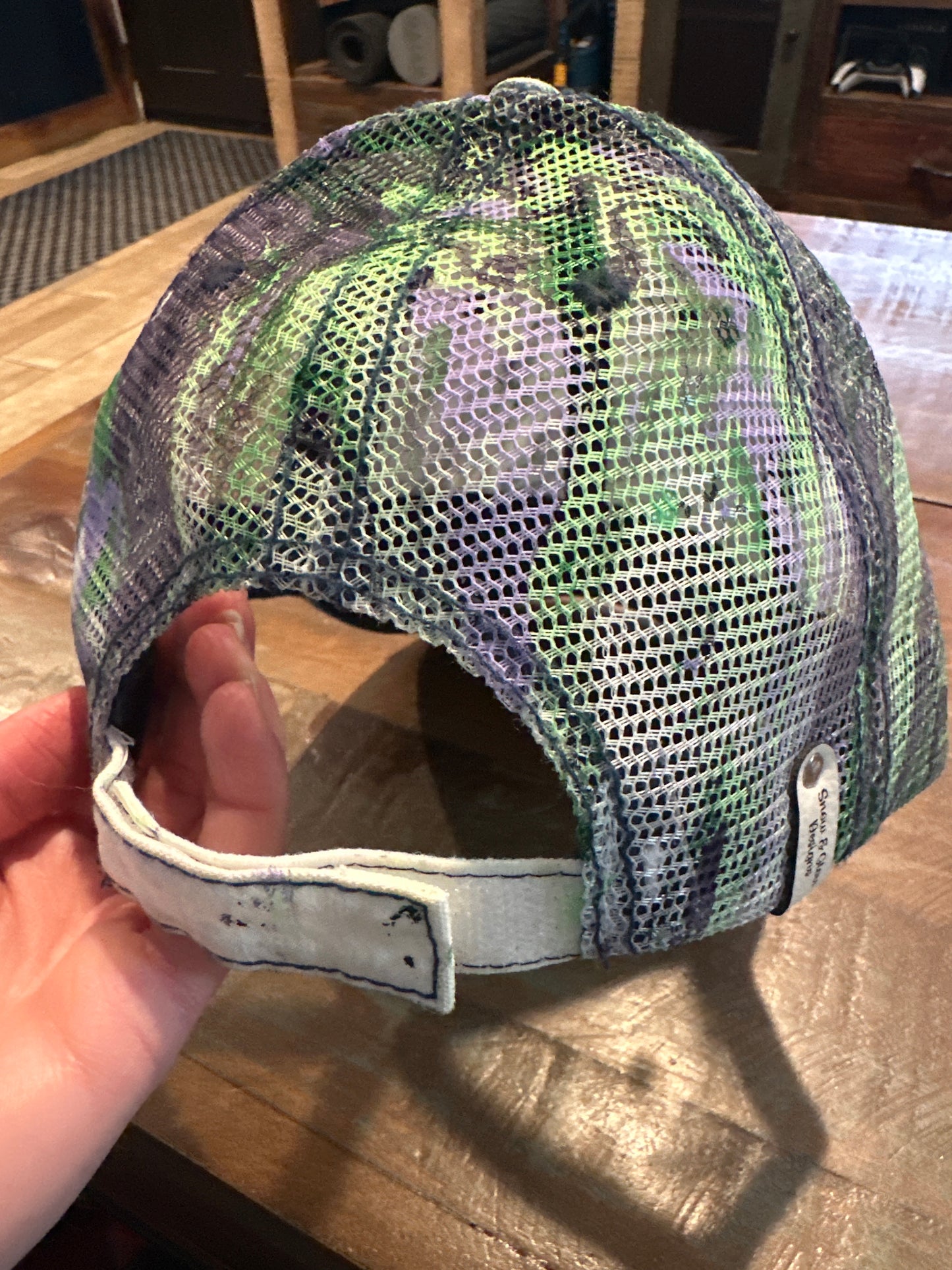 Water Marbled Baseball Hat! Purples & Greens!