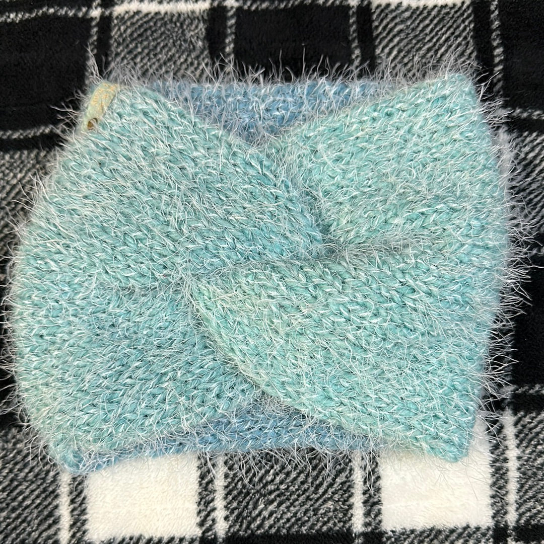 Handmade Headwarmer! Fuzzy Blues!