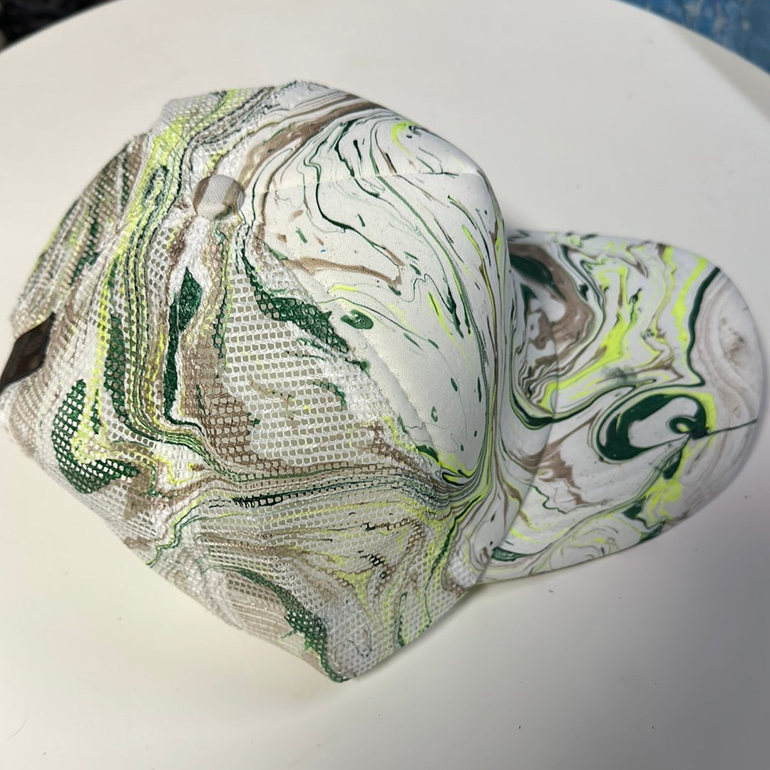 Water Marbled Truckers Hat! Brown & Greens