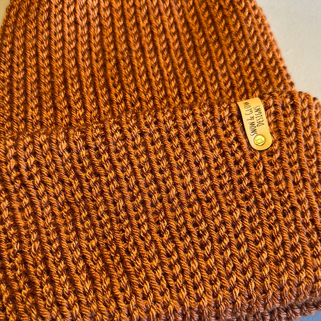 Handmade Beanie! Metallic Medium Brown!