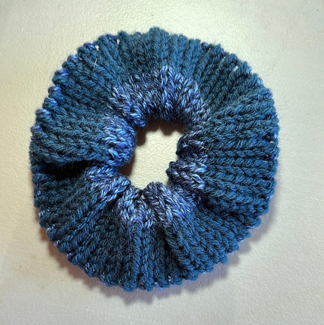 Handmade Scrunchie! Dark Blue Pattern!