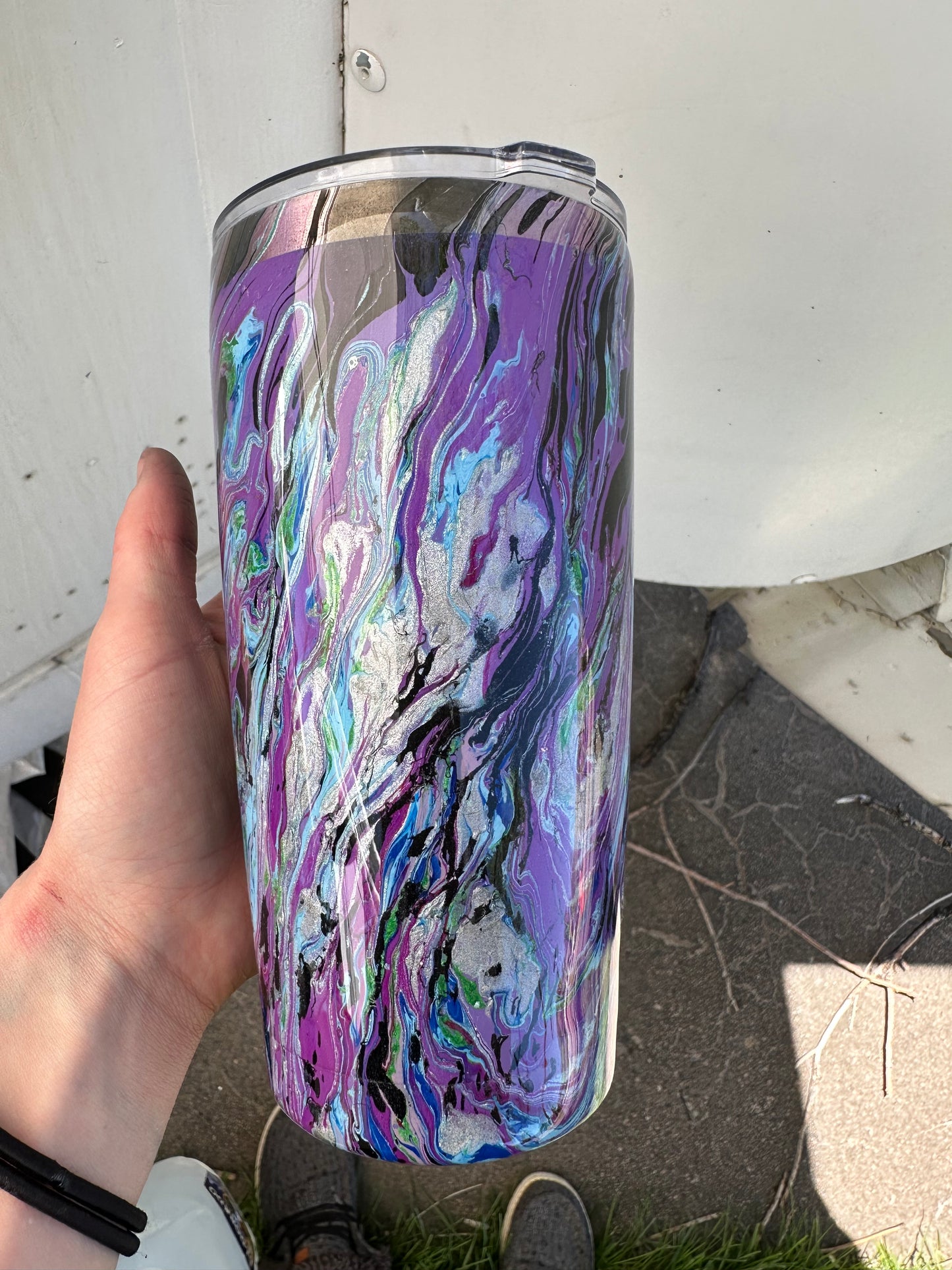 Hydro Dipped Tumbler! Stay Weird- Blues & Purples!