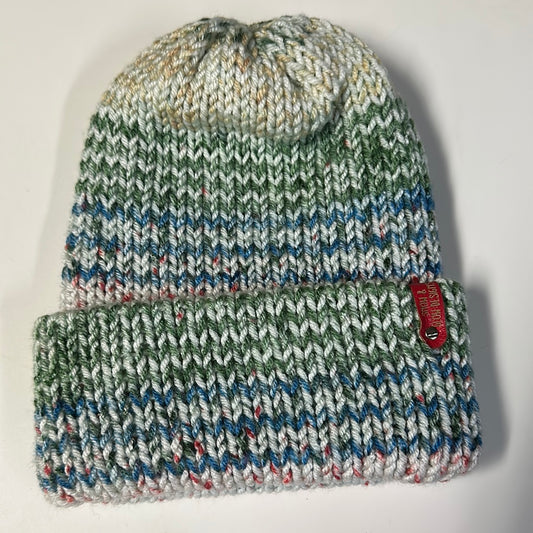 Handmade Beanie! Blue & Green Pattern!