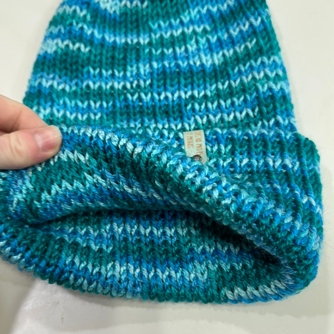 Handmade Beanie! Metallic Teal Pattern