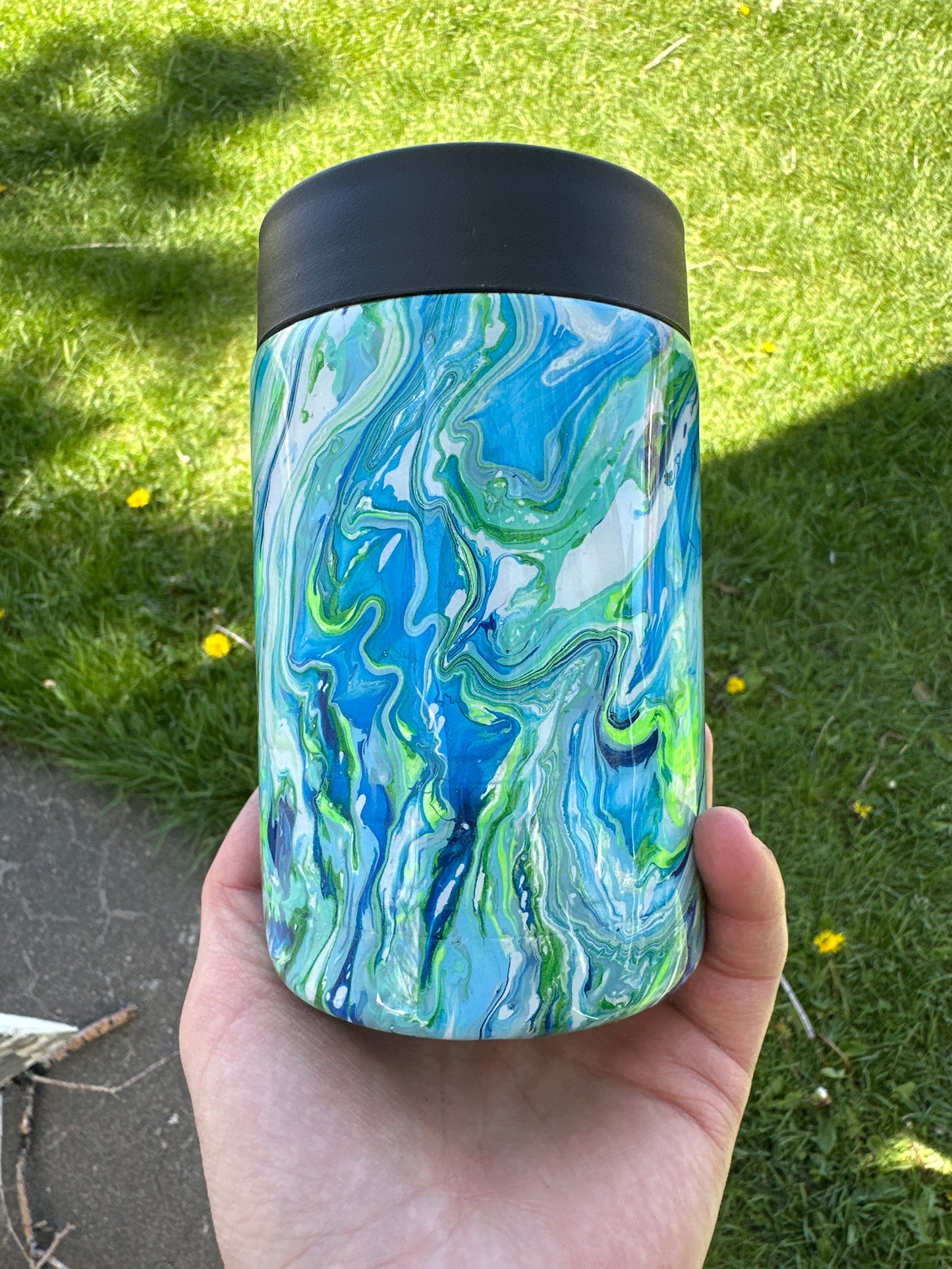 Hydro Dipped Coozie! Blues & Greens!