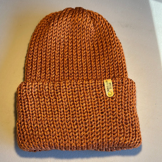 Handmade Beanie! Metallic Medium Brown!